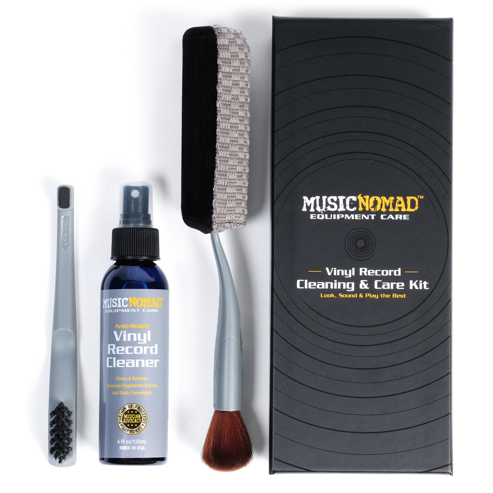 MusicNomad Next Level Vinyl Record Cleaning & Care Kit - 6 'n 1 Includes Large 120ml Cleaner Solution, Clean/Dry/Dust Brush, Stylus Cleaner Brush, Premium Pad Cleaner & Storage Box (MN890)