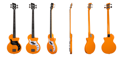 Orange Amps - O Bass: 4 string electric bass guitar in orange finish white binding