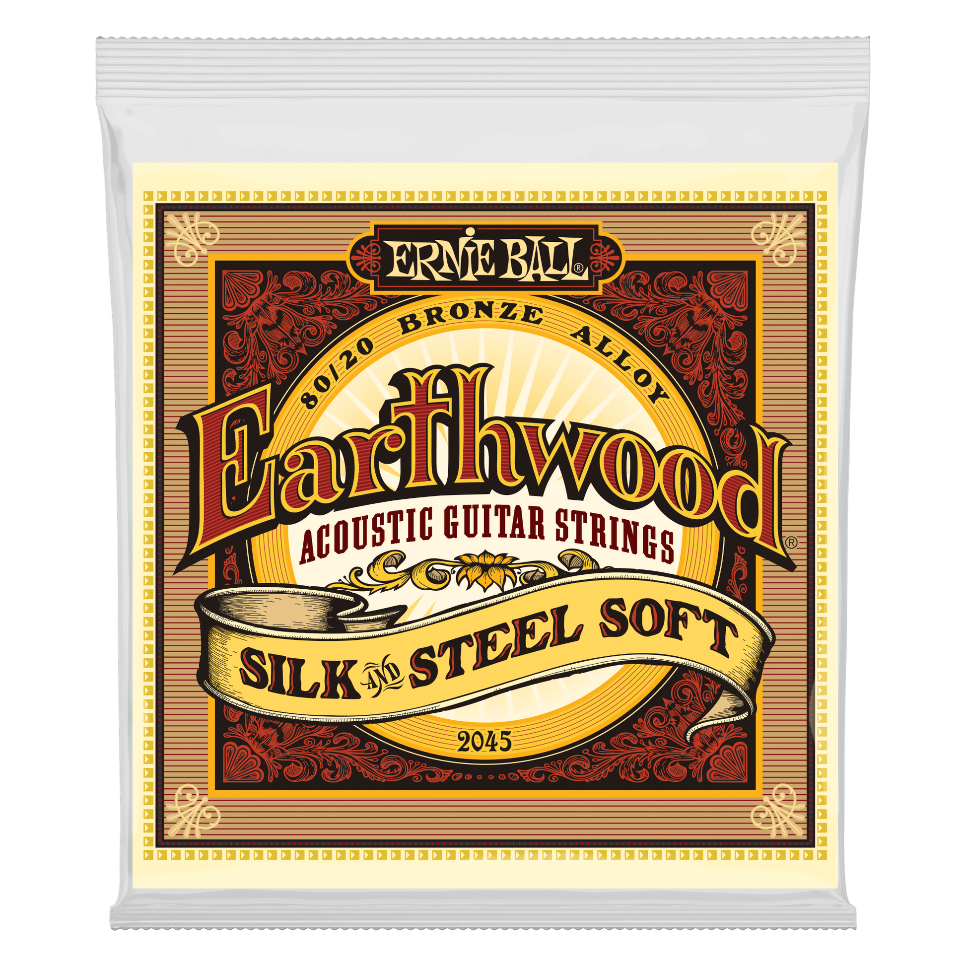 ERNIE BALL EARTHWOOD SILK AND STEEL SOFT 2045 STRING SET MAIN PRODUCT PHOTO FRONT VIEW