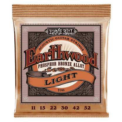 Light Earthwood Phosphor Bronze Acoustic Guitar Strings 11-52 Gauge