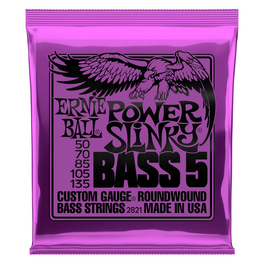 Ernie Ball 2821  Power Slinky Nickel Wound 5-String Electric Bass Strings 50-135 Gauge