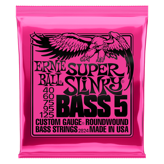 Ernie Ball 2824 Super Slinky Nickel Wound 5-String Electric Bass Strings 40-125 Gauge