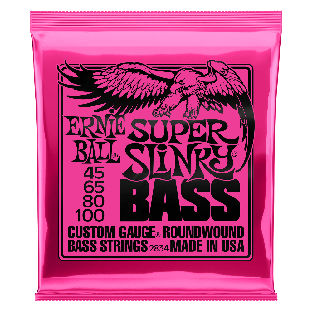 Ernie Ball Super Slinky Nickel Wound Electric Bass Strings 45-100 Gauge