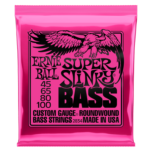 Ernie Ball Super Slinky Nickel Wound Electric Bass Strings 45-100 Gauge