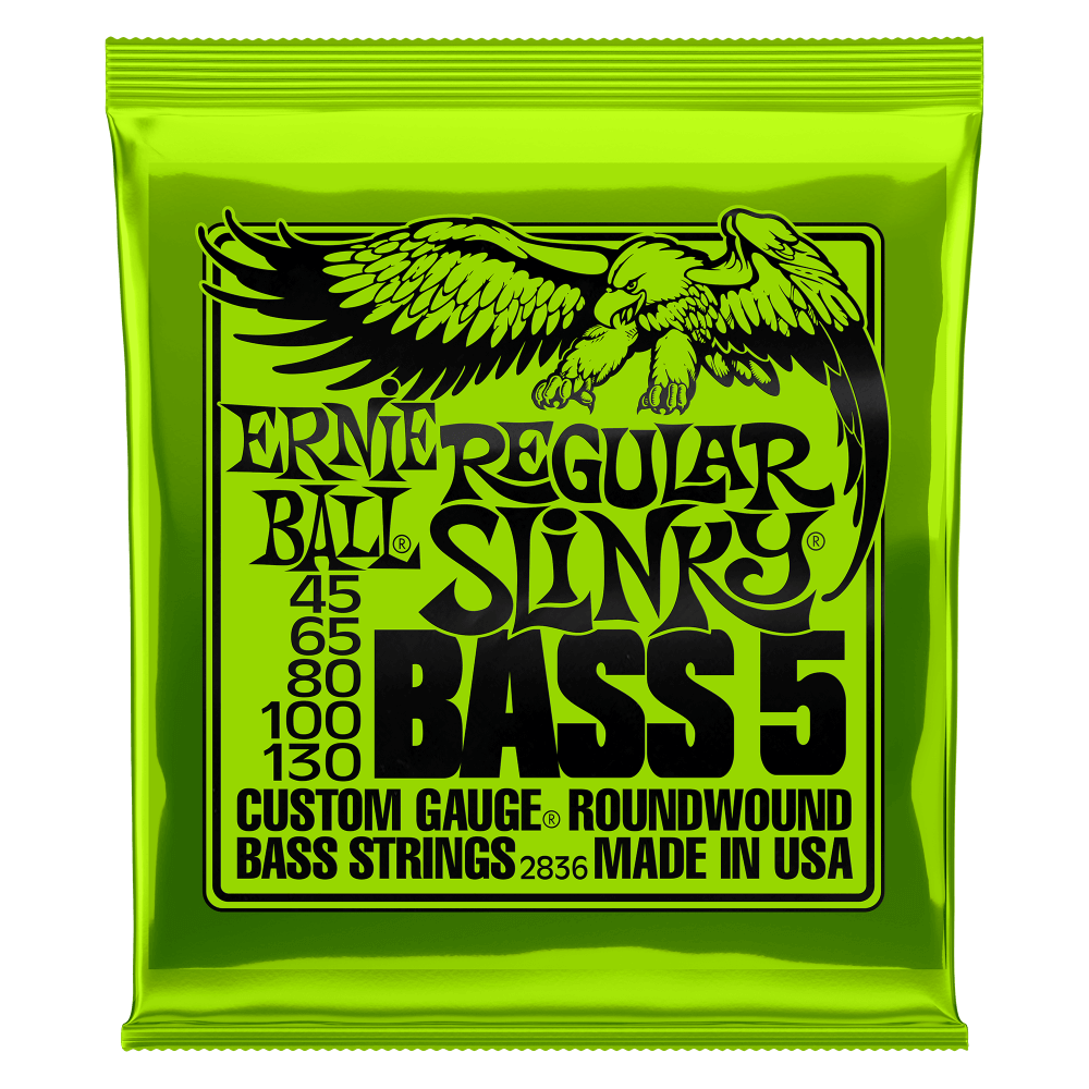 Ernie Ball 2836 Regular Slinky Nickel Wound 5-String Electric Bass Strings 45-130 Gauge