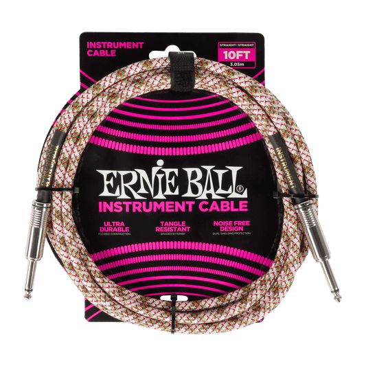 Braided Instrument Cable Straight/Straight 10ft - Emerald Argyle