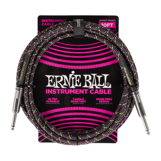 Braided Instrument Cable Straight/Straight 10ft - Purple Python