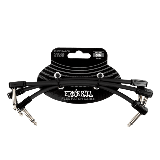 Ernie Ball Flex Patch Cable 6in - Black - 3 Pack