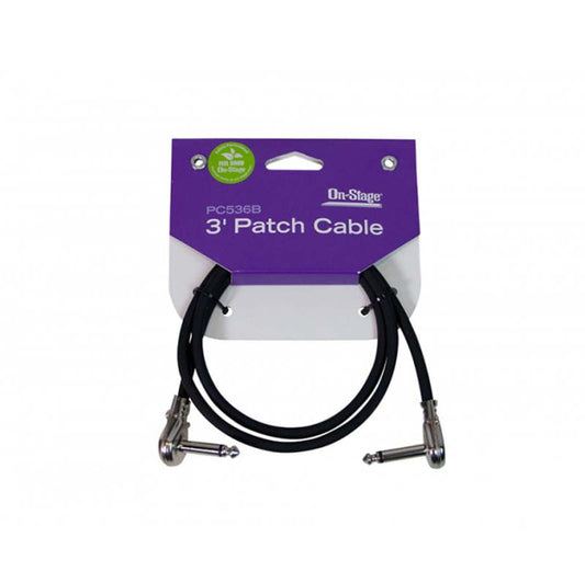 On-Stage PC536B 3’ Patch Cable w/ Pancake Connectors (Black)