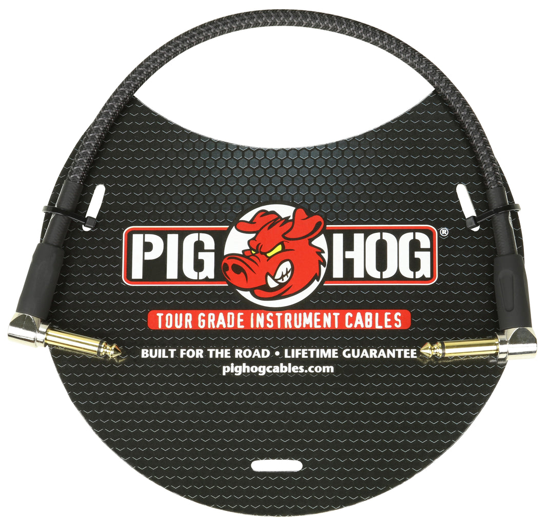 Pig Hog - "Black Woven" 1ft Right Angled Patch Cable