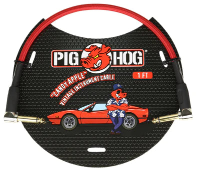 Pig Hog “Candy Apple Red” 1ft Right Angled Patch Cables PCH1CAR