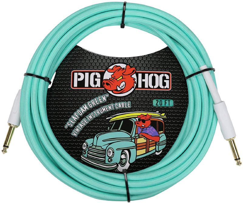 Pig Hog - PCH20AG Instrument Cable. Seafoam Green 20'