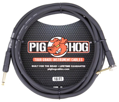 Pig Hog 10ft 1/4″ – 1/4″ Right angle 8mm Inst. Cable