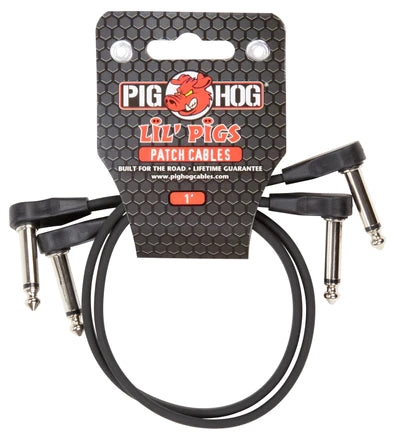 Pig Hog PHLSK1BK Lil’ Pigs 1ft low profile patch cables, 2pk