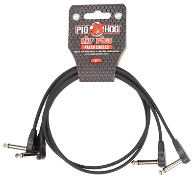 Pig Hog Lil’ Pigs 2ft low profile patch cables, 2pk  PHLSK2BK