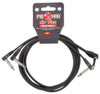 Pig Hog PHLSK3BK Lil’ Pigs 3ft low profile patch cables, 2pk