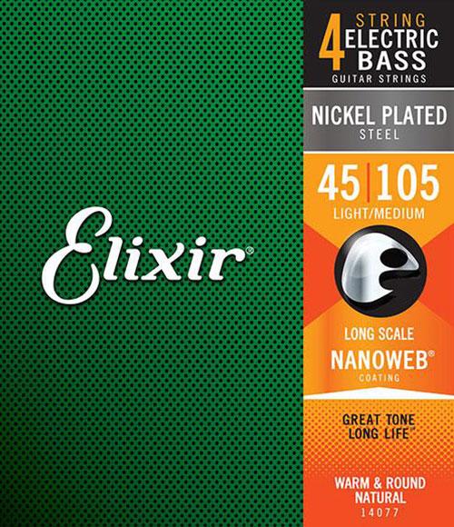 Elixer 14052 Light Electric Bass Nickel Plated with NANOWEB Coating