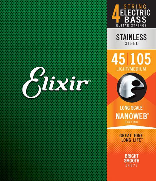 Elixer 14702 Medium Electric Bass Stainless Steel with NANOWEB Coating