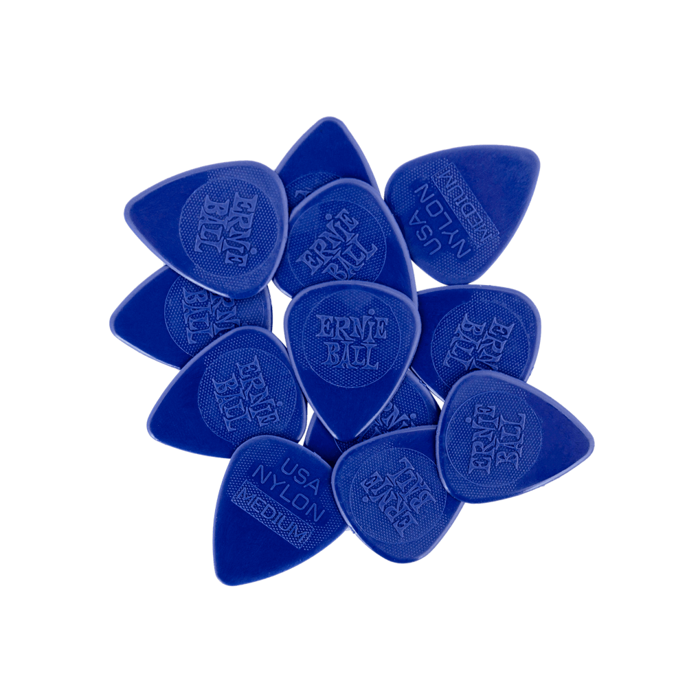 NYLON GUITAR PICKS - MEDIUM 0.72MM DARK BLUE - 12 PACK