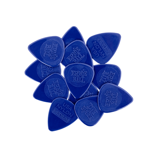 NYLON GUITAR PICKS - MEDIUM 0.72MM DARK BLUE - 12 PACK