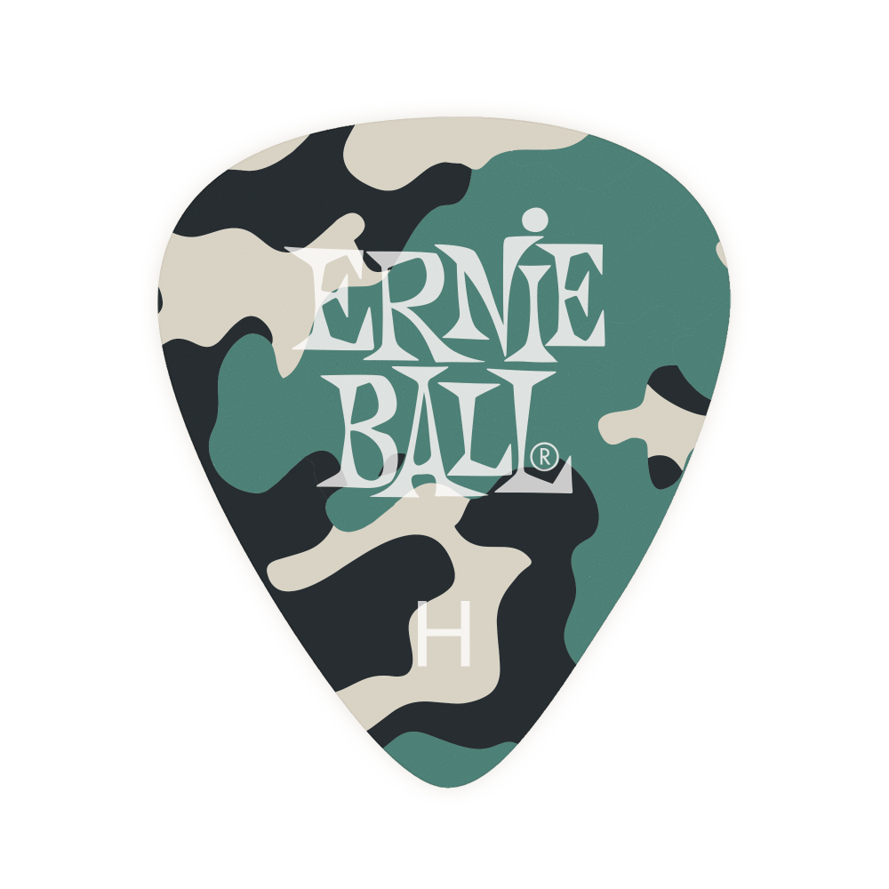 ERNIE BALL CAMO GUITAR PICKS HEAVY GAUGE FRONT MAIN VIEW