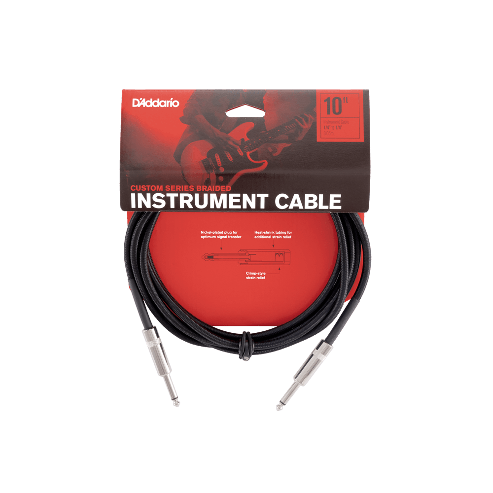 D'Addario Custom Series Braided Instrument Cable, Grey, 10'