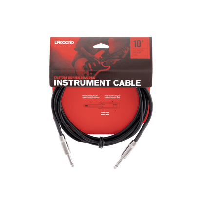 D'Addario Custom Series Braided Instrument Cable, Grey, 10'