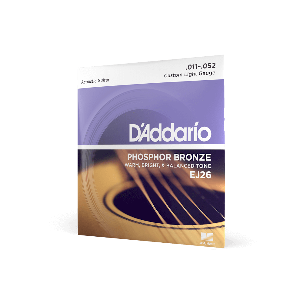 11-52 Custom Light, Phosphor Bronze Acoustic Guitar Strings EJ26