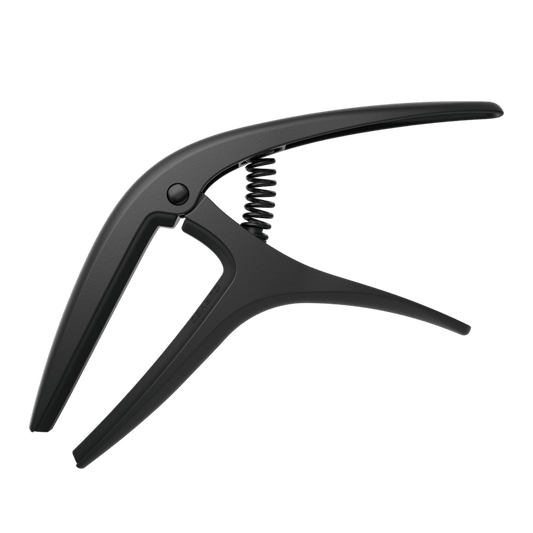 ERNIE BALL AXIS CAPO MAIN PRODUCT VIEW ON TRANSPARENT BACKGROUND BLACK CAPO
