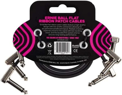 Ernie Ball 12” Flat Ribbon Patch Cable 3-Pack - Black