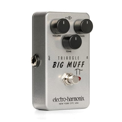  ELECTRO-HARMONIX EHX TRIANGLE BIG MUFF PI FRONT AND LEFT SIDE VIEW ON WHITE BACKGROUND