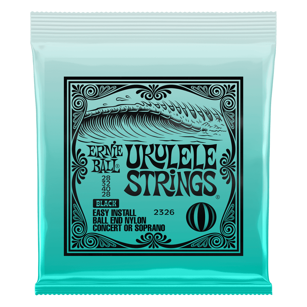  ERNIE BALL UKULELE STRINGS 2326 BLACK FRONT PRODUCT IMPAGE ON TRANSPARENT BACKGROUND