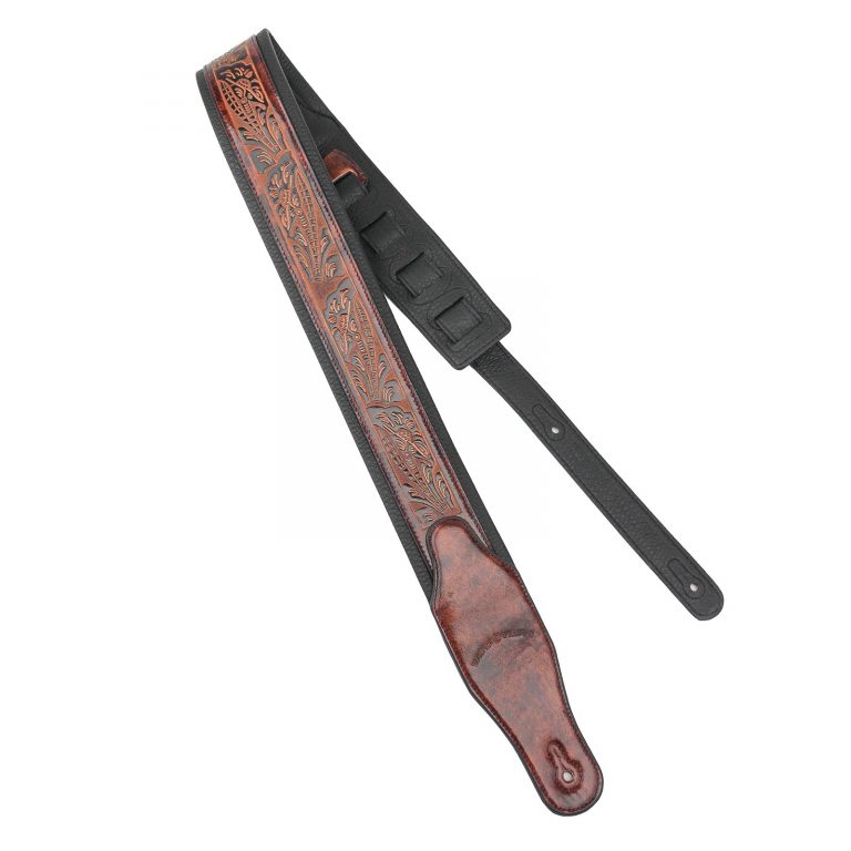 Walker & Williams - GB-101 Bourbon Brown Padded Leather Strap with Live Oak Pattern