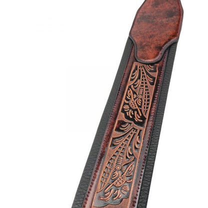 Walker & Williams - GB-101 Bourbon Brown Padded Leather Strap with Live Oak Pattern